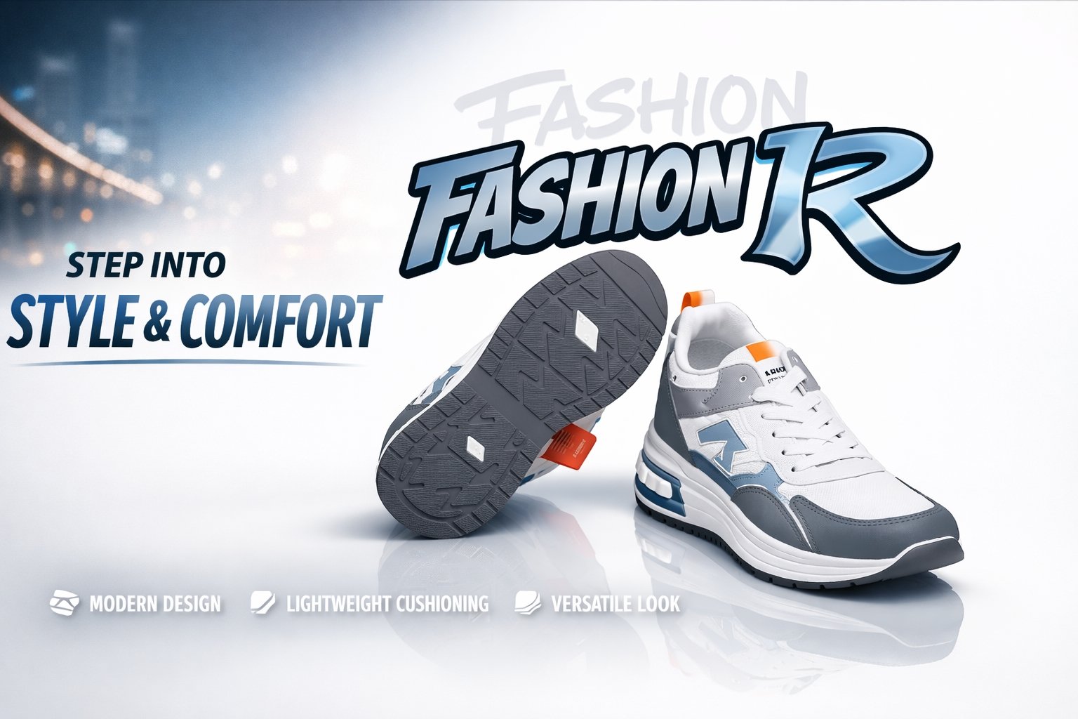 Metallic Silver Steel Blue Fashion Sneakers for Man's Running Shoes for Gym,Walking & Sports-Lightweight & Comfortable - Image 3