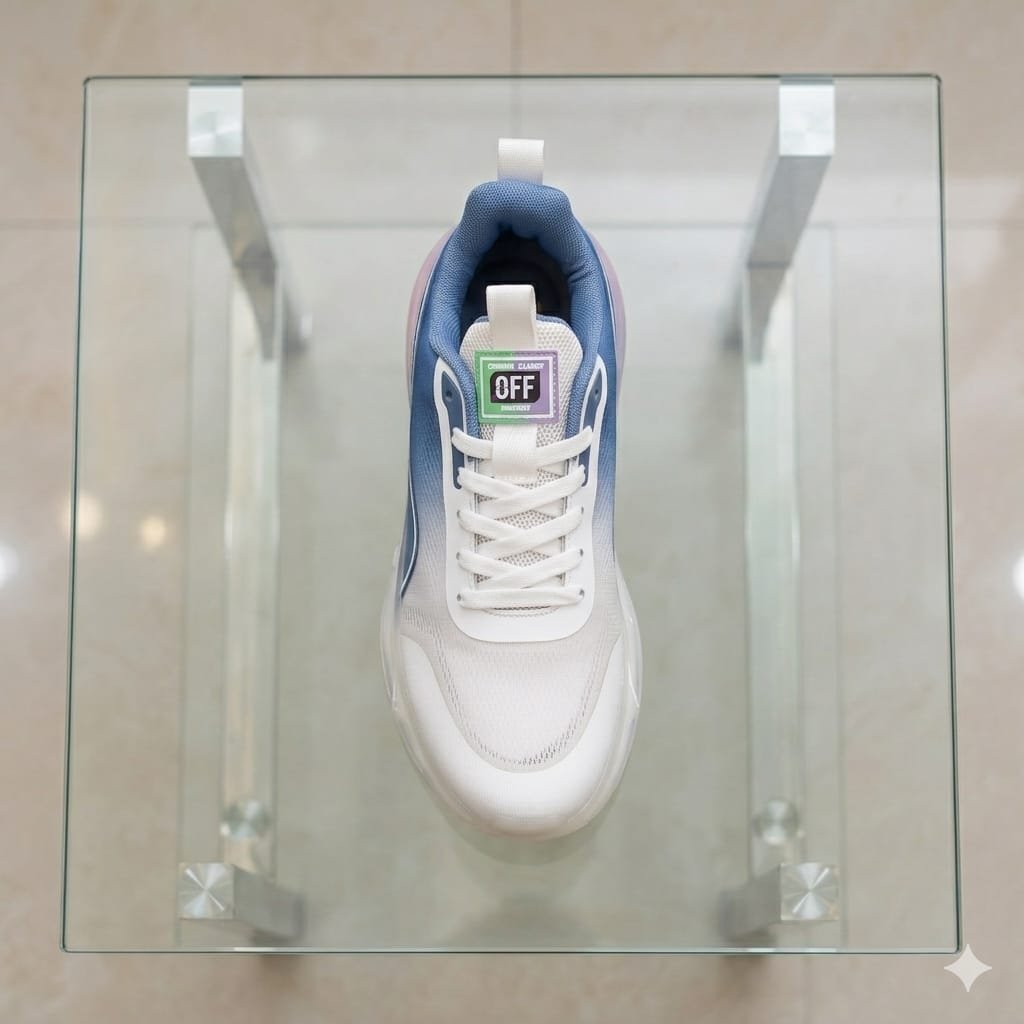 White and Blue Air Cushion Sports Sneakers