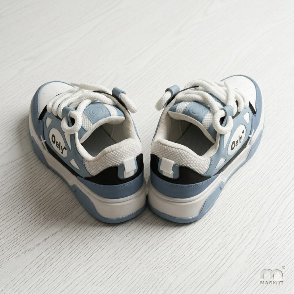 Blue Cow Print Chunky Sneakers for Women - Image 3