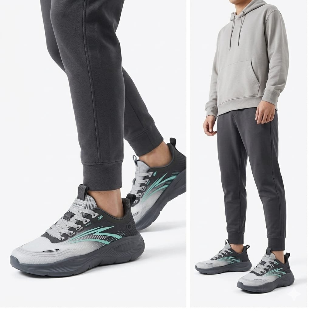 Japanese Sports Shoes Grey Whether for the gym, jogging, or a casual outing—these shoes provide a premium and smart look for any occasion. - Image 4