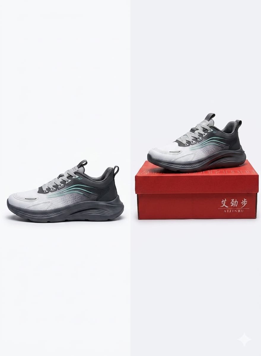 Japanese Sports Shoes Grey Whether for the gym, jogging, or a casual outing—these shoes provide a premium and smart look for any occasion. - Image 2