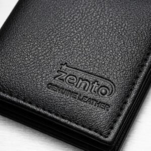 Black Genuine Leather Trifold Wallet For Men