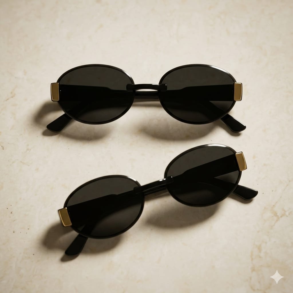 Black Sunglasses with Gold Details