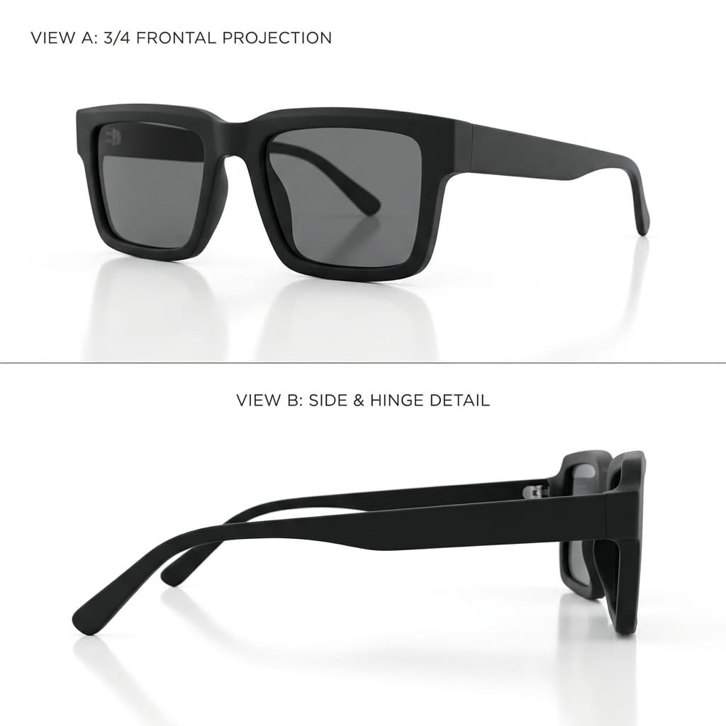 Black,brown & grey Square Frame Sunglasses for Men and Women - Image 4