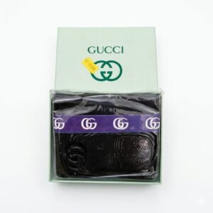 Black Leather Card Holder Wallet with Multiple Slots