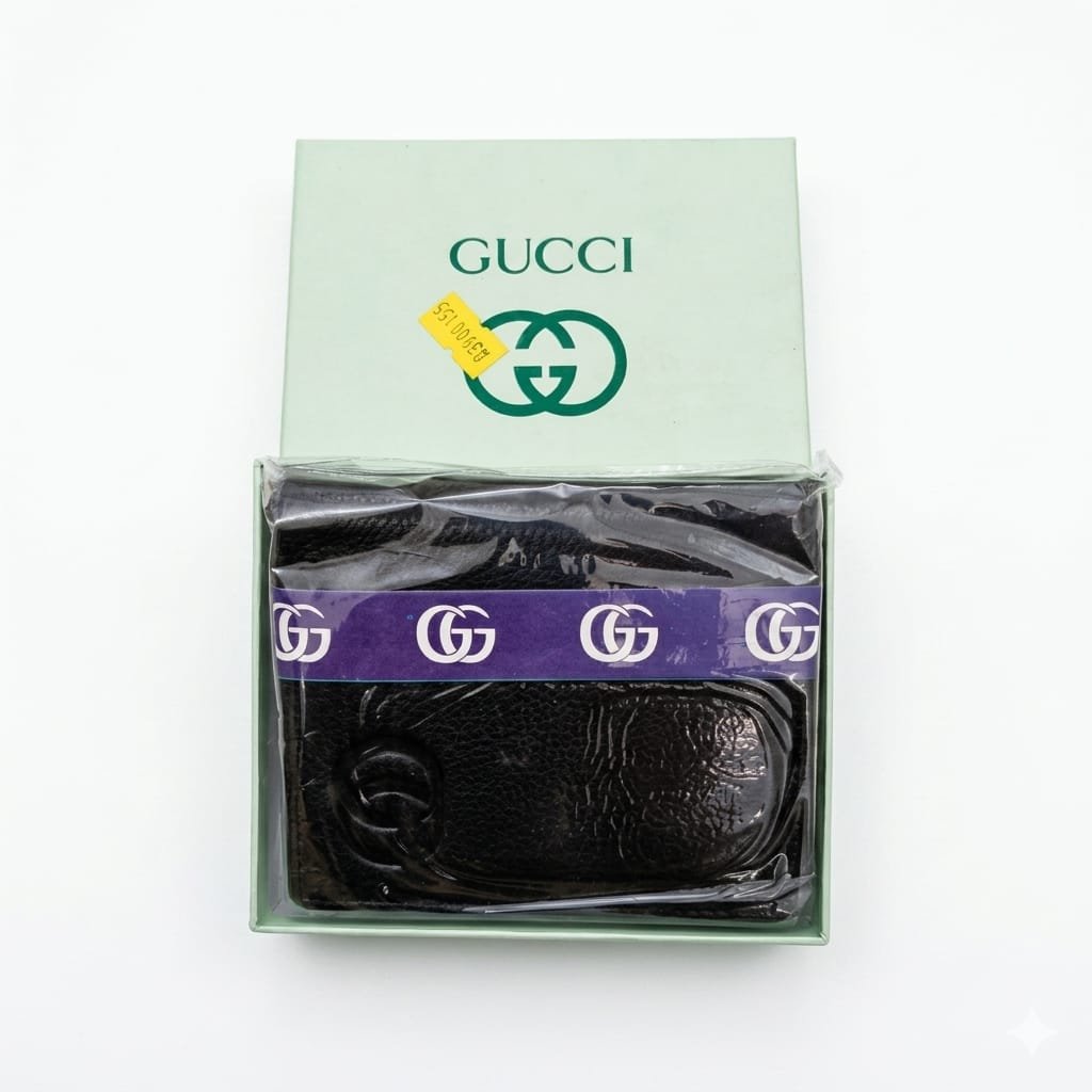 Black Leather Card Holder Wallet with Multiple Slots