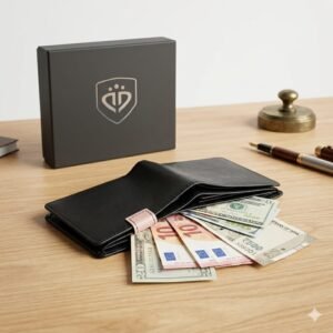 Attractive Look:** Premium branding on the front and a refined finish set this wallet apart,
