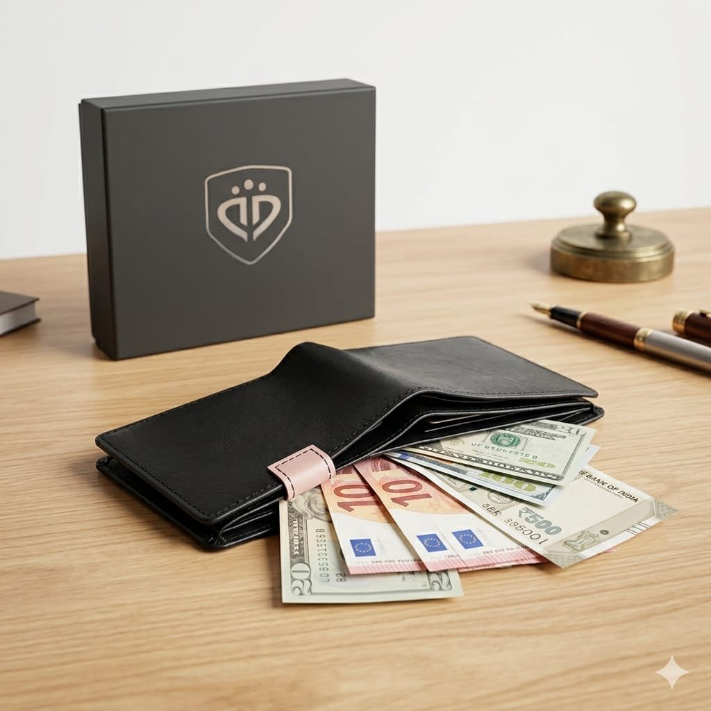 Attractive Look:** Premium branding on the front and a refined finish set this wallet apart,