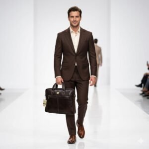 Brown Leather Laptop Briefcase for Men