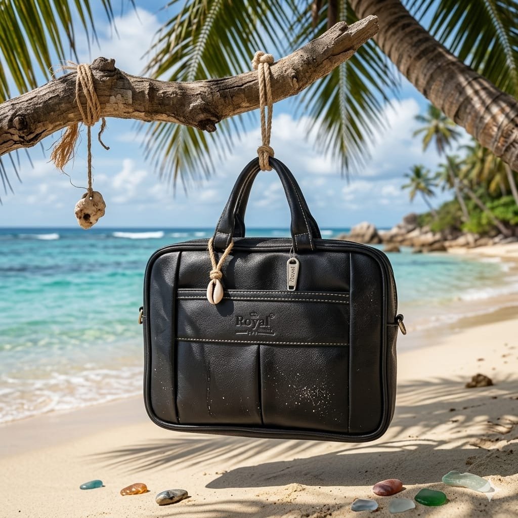 Black Leather Professional Laptop Messenger Bag - Image 3