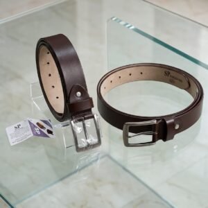A perfect blend of elegance and durability—this premium leather belt (shown in **227741.png**) is an excellent choice. To elevate your everyday formal or smart-casual look, this 'SP' brand leather belt is the ideal pick. With its flawless finish and tasteful design, it adds a touch of sophistication to your personality. **Why is this belt perfect for you?** * **100% Leather:** Crafted from high-quality leather, ensuring longevity and durability. * **Attractive Design:** Blending modern and classic styles, this belt pairs perfectly with all types of trousers. * **Premium Metal Buckle:** The shiny, sturdy metal buckle gives the belt a unique, premium look. * **Smart Accessory:** More than just a belt, it is an integral part of a refined lifestyle. Add this premium leather belt to your collection today to enhance your style.