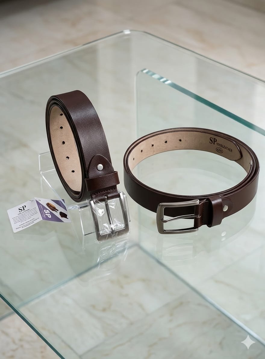 A perfect blend of elegance and durability—this premium leather belt (shown in **227741.png**) is an excellent choice. To elevate your everyday formal or smart-casual look, this 'SP' brand leather belt is the ideal pick. With its flawless finish and tasteful design, it adds a touch of sophistication to your personality. **Why is this belt perfect for you?** * **100% Leather:** Crafted from high-quality leather, ensuring longevity and durability. * **Attractive Design:** Blending modern and classic styles, this belt pairs perfectly with all types of trousers. * **Premium Metal Buckle:** The shiny, sturdy metal buckle gives the belt a unique, premium look. * **Smart Accessory:** More than just a belt, it is an integral part of a refined lifestyle. Add this premium leather belt to your collection today to enhance your style.