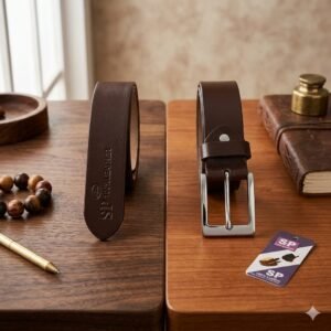 Brown Genuine Leather Classic Buckle Belt for Men