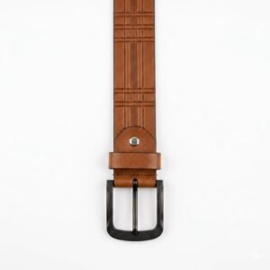 Tan Leather Embossed Pattern Belt