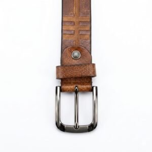 Tan Leather Embossed Pattern Belt