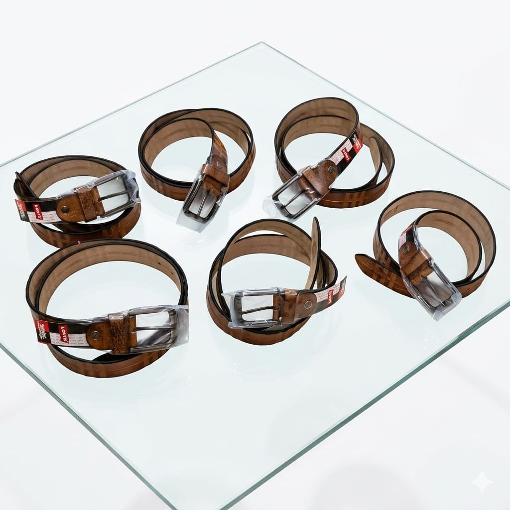 Tan Leather Embossed Pattern Belt