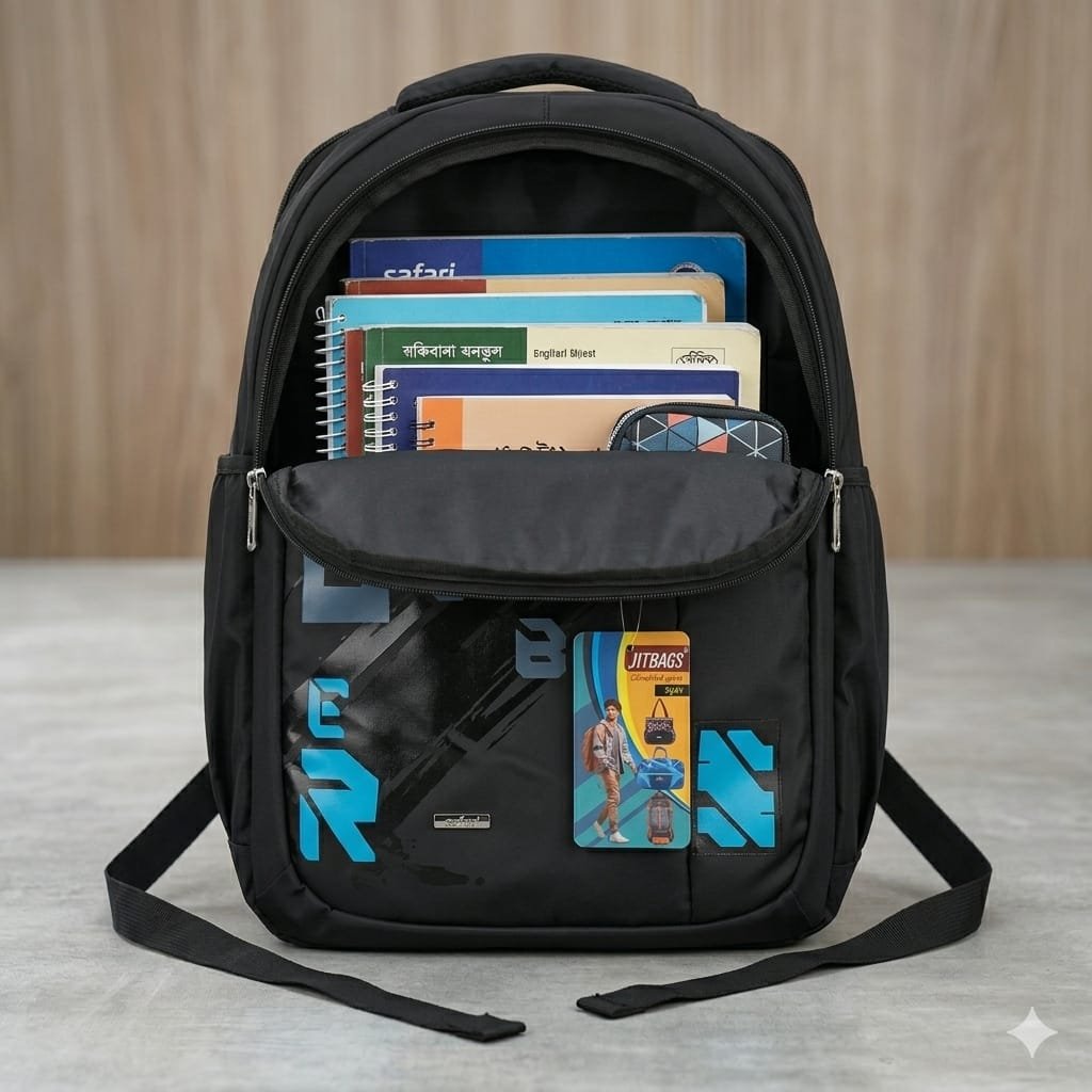 Black Safari School Backpack with Multiple Compartments - Image 2