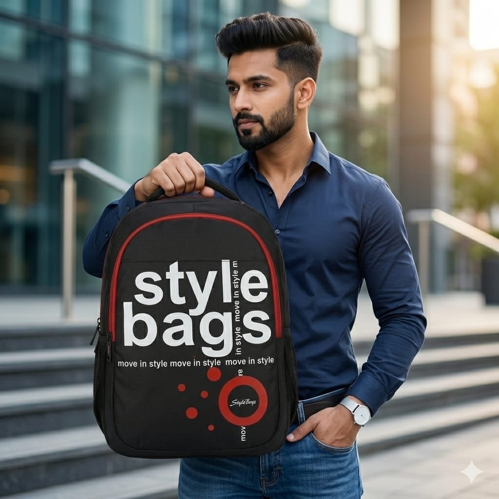Black,Navy Blue,Grey & Teal Blue Printed Style Bags School,College Backpack - Image 3
