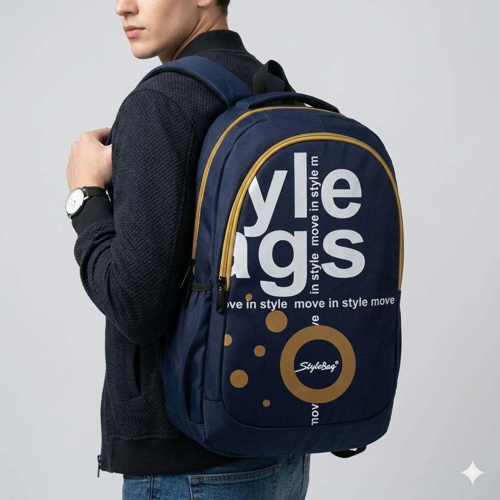 Navy Blue Printed Style Bags School Backpack