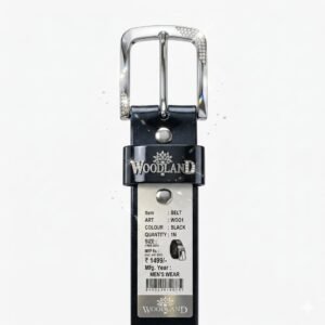 Woodland Black Leather Belt for Men