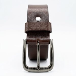 Brown Leather Belt with Metal Buckle