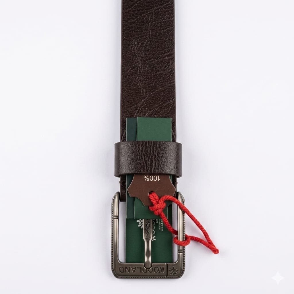 Brown Leather Belt with Metal Buckle for Men