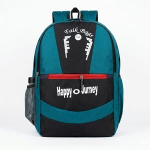 Teal Happy Journey Printed School Backpack And Travel