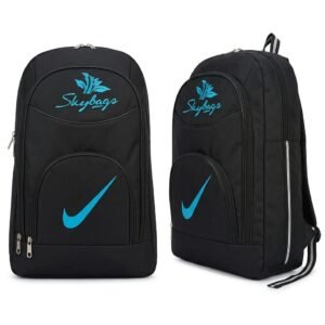 Stylish and Durable – Your Everyday Companion** Are you looking for a backpack that is both stylish and functional? Our premium black backpack has been designed with all your needs in mind. #### **Key Features:** * **Modern Design:** The bag’s deep black color, combined with a vibrant turquoise logo and design elements, gives it a unique and eye-catching look. * **Comfortable & Sturdy:** It features padded straps for extended use, reducing strain on your shoulders. * **Organized Storage:** Spacious compartments allow you to neatly organize office documents, a laptop, and everyday essentials. * **Reliable Zippers:** High-quality zippers ensure your valuables remain secure. This bag is an excellent choice for everyone, from students to working professionals. Choose this premium backpack today to showcase your style and make your daily commute easier!