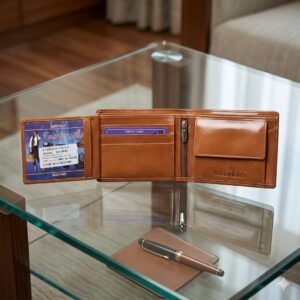 Brown Leather Quilted Pattern Bi-Fold Wallet for Men