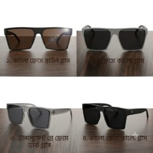 Black,brown & grey Square Frame Sunglasses for Men and Women