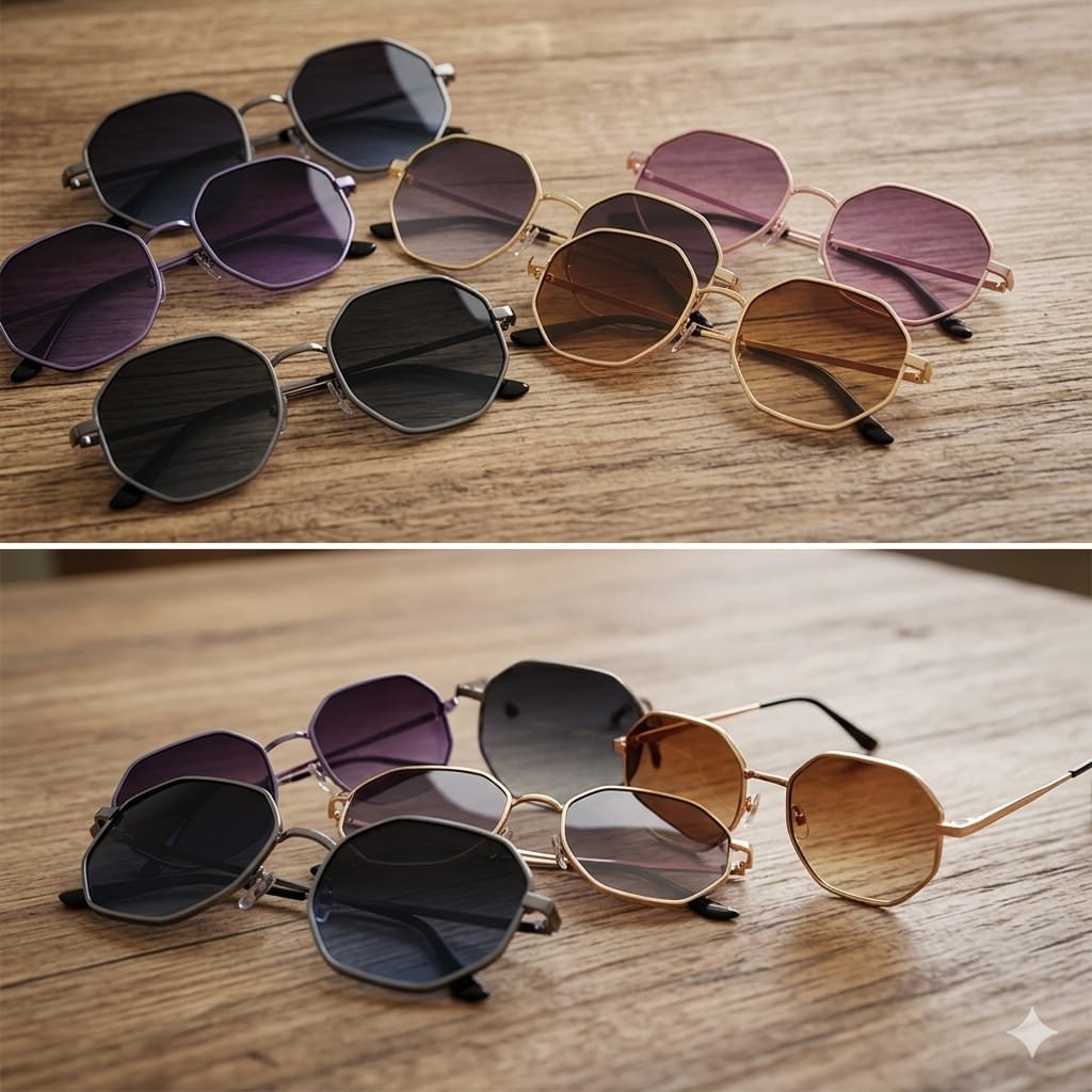 MultiColor Sunglasses With Gradient Lenses And Metal Frame