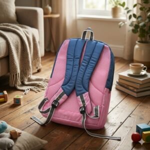stylish and vibrant blue-and-pink backpack