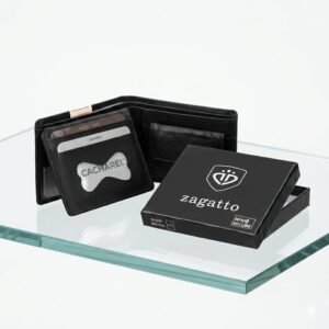 Black Leather Bi-Fold Wallet With RFID Protection For Men