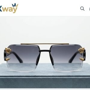 Gold Rimless Aviator Sunglasses for Men and Women