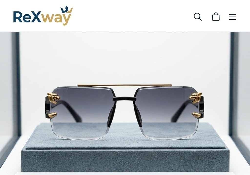 Gold Rimless Aviator Sunglasses for Men and Women